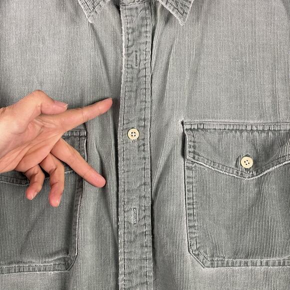 VTG J Crew Oarsman Corduroy Shirt Mens XL Green Hong Kong Distressed Destroyed - Picture 10 of 16